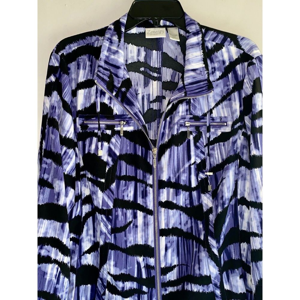Chico's Purple and Black Patterned Utility Jacket - Picture 4 of 16